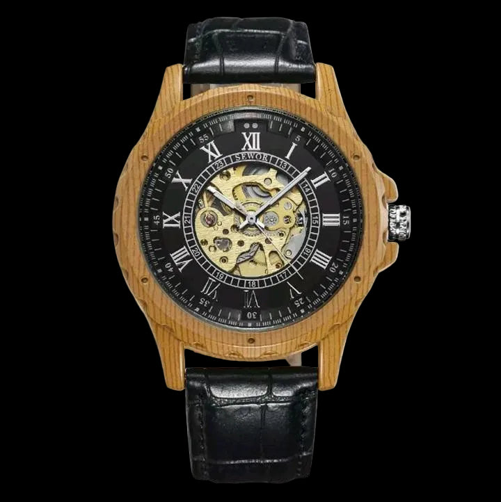 Carving — Wood & Skeleton Watch
